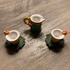 8 piece clay tea cups and pots set